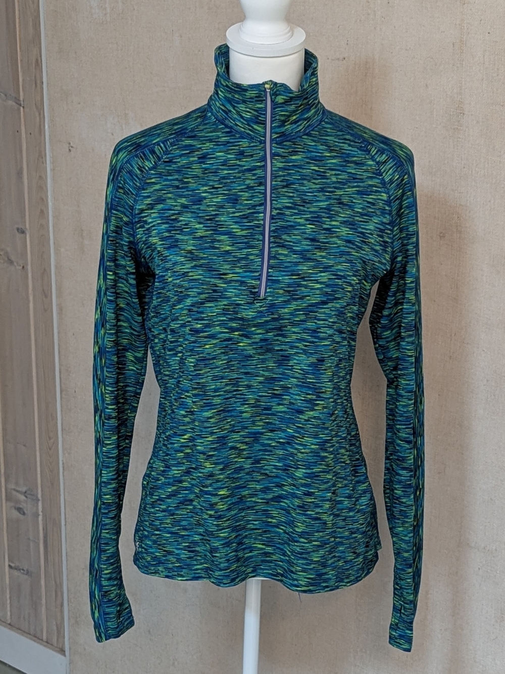 Athleta Quarter-Zip Active Top in Space Dyed Blue-Green M